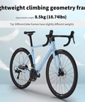 Ultra Lightweight Carbon Fiber Road Bike With Full Carbon Frame Fork Handlebar And Seatpost Hydraulic Disc Brakes Shimano 105 R7100 24 Speed Drivetrain Adult Racing Bicycle For Street Rides White 56cm displayed in side view