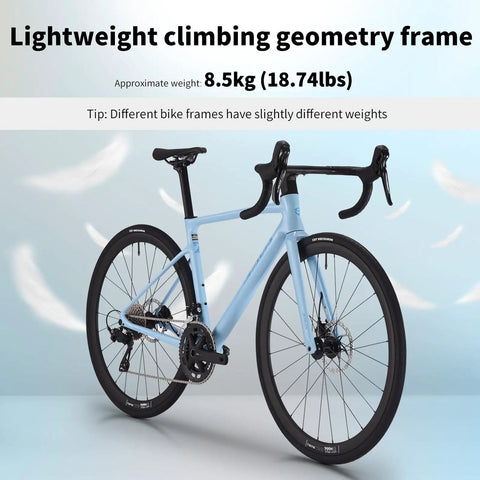 Ultra Lightweight Carbon Fiber Road Bike With Full Carbon Frame Fork Handlebar And Seatpost Hydraulic Disc Brakes Shimano 105 R7100 24 Speed Drivetrain Adult Racing Bicycle For Street Rides White 56cm displayed in side view
