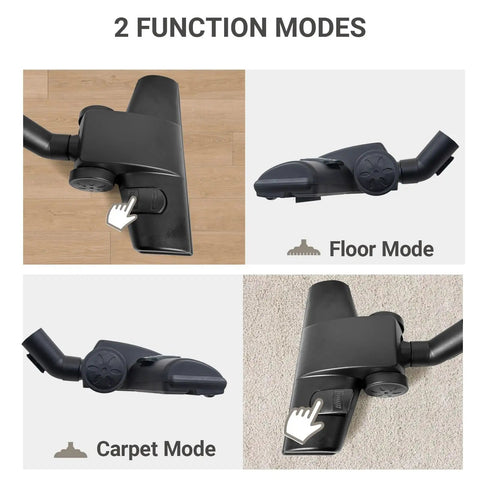 Universal 1.25 Inch 32mm Vacuum Cleaner Brush Head With Dual On Floor And Carpet Modes displayed on wood and carpet surfaces