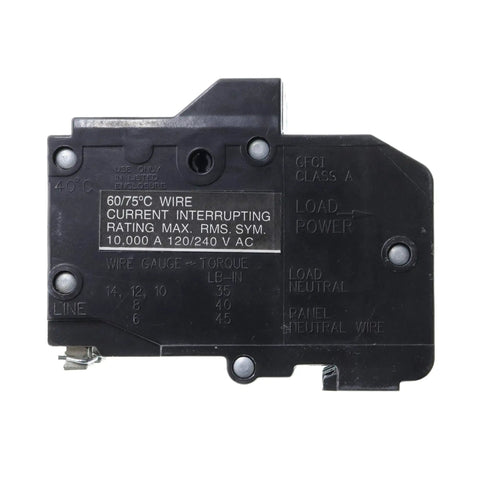 Two-Pole Ground Fault GFCI Circuit Breaker 30 Amp 120 240 Volt CH230GF for Electrical Panels, black, side view