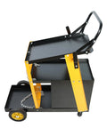 Side view of Heavy Duty Welding Cart With Two Tiers And 360 Degree Rolling Mobility Four Drawers And Tank Storage Safety Chains