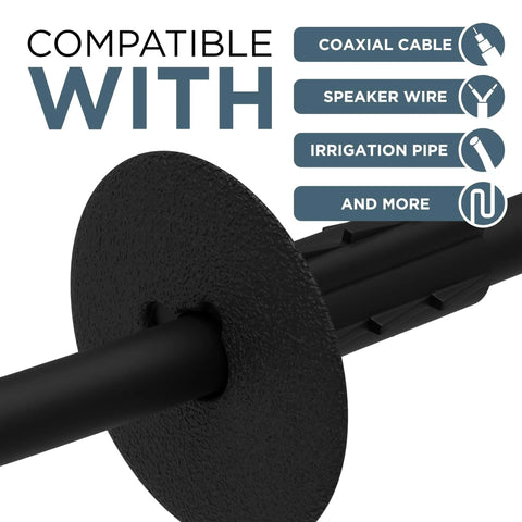 Single Feed-Through Bushing For RG6 Coax Cable, Clean Wall Pass-Through Grommet For Low Voltage Wires, Indoor Outdoor Use, Durable Shielded Installation, Keeps Cables Safe And Neat For Quick No Fuss Setup, black