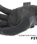 Close-up of 0.5mm AX-Suede Tactical Gloves With Tight Fit And Precision Feel For High Dexterity In Airsoft, Paintball, DIY And Work, Grippy Do-It-All Comfort With Secure All-Day Wear - Men's Large Black showing palm detail.