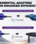 3 Inch Diamond Core Drill Bit Kit With Pilot Bit And Adapters For SDS Plus And One Half Inch Hex Five Eighths Inch Thread