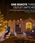 Hand holding remote for Outdoor Wireless Remote Control Outlet Kit With Weatherproof Heavy Duty Power Strip by decorated house