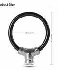 Close-up of Two Pack 11mm Bike Lock Set With 7 Pin Zinc Alloy Ring Lock and Keys, showing dimensions in a black and silver finish