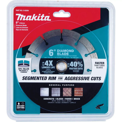 6 Inch Diamond Blade Segmented For General Purpose Cutting Of Concrete Block Brick Pavers And Roof Tiles With Longer Life And Faster Cuts Up To 4x Longer Life Than Competitors For Heavy Duty Jobsite Use in packaging