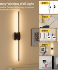 Heavy Duty Battery Operated Wall Sconces Set Of Two With Remote Control And 10000 Mah Rechargeable Battery Pack showing installation steps for wireless wall light.