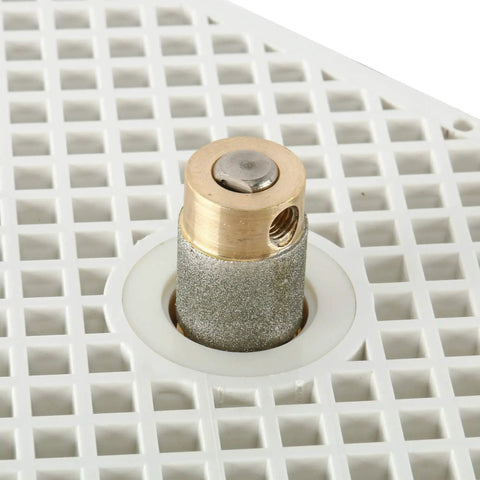 Diamond bit on industrial mini portable stained glass grinder for glass art and craft projects