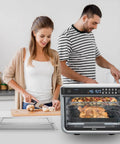Heavy Duty Stainless Steel Air Fryer Basket Replacement Trays Compatible With Foodi XL Oven DT201 DT251 next to air fryer