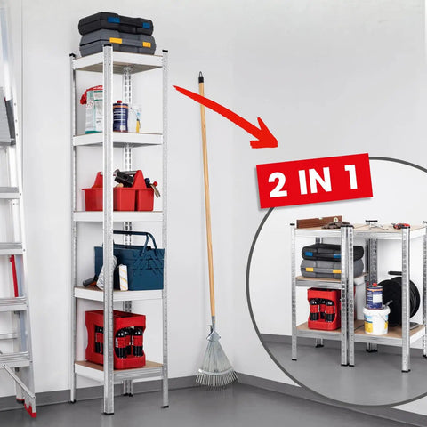 Beefy Heavy Duty Metal Shelving Unit 40x40x180 cm With Five Adjustable Shelves 875 Kg Total Capacity Approximately 175 Kg Per Shelf