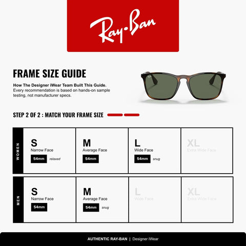 RB4187 Chris Square Sunglasses Unisex 54 mm Light Havana Frame With Dark Green Lenses size guide image