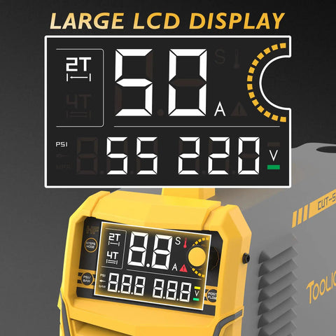 Plasma Cutter With Non Touch Pilot Arc, Dual Voltage 110/220V, 50 Amp Inverter, Large LED Display, IGBT Tech