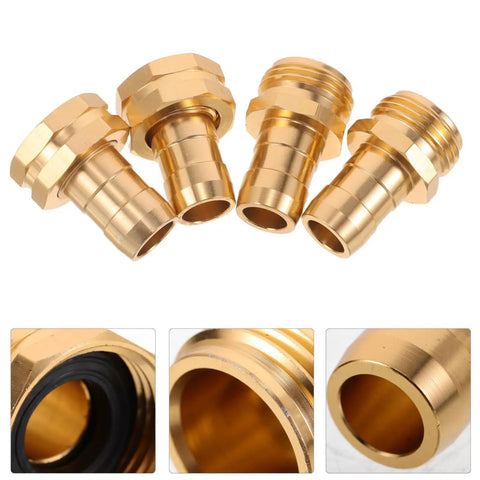 Get Your Garden Hose Back On Track With This Awesome Brass Repair Connector Set Featuring Stainless Steel Clamps And Easy Male Female Hose Coupling Kit For Quick Fixes Without The Hassle. Brass hose repair fittings, close-up