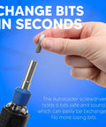 Close-up of Magnetic 6-In-1 Screwdriver Multi Tool With Auto Loading Barrel, showing bit change with ergonomic handle.