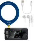 Mini Pocket Radio With Si4732 ATS All Band Receiver AM FM LSB USB CW RTTY 800mAh Battery and accessories displayed