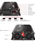 Heavy Duty 2000 Watt Power Inverter with dual AC sockets, USB ports, and digital display for RV and off-grid use.