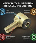 Beefed Up Three Quarter Inch Threaded Bushing Kit For Four Link Suspension With Adjustable Chromoly Polyurethane Bushings