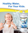 Child holding glass of water with Under Sink Water Filter Replacement For Filtrete 3US-AF01 And 3US-AS01 And Whirlpool WHCF Series