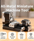 AcmeFlare 60W Mini Metal Lathe Machine, all-metal miniature machine tool showcasing precision construction and compact design.