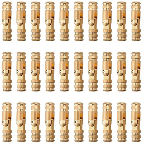 Hidden Brass Barrel Hinges 5mm Set Of 30 Pcs, 180 Degree Opening, gold tone, organized in five rows.