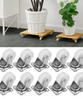 Rcniso 10 Pack White PP Universal Casters Wheels, with Smooth 360 Degree Rotation Ball Bearings for Cabinet Bookshelf Crib Furniture on wood platform.