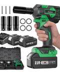 Cordless Brushless Impact Wrench Kit With 650 Nm Torque Half Inch Drive Two Batteries Beefy Compact Yet Powerful Tire And Home Tool For Quick Lug Nuts, Car Maintenance, And DIY Projects with accessories and case