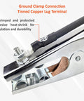 Heavy Duty 150 Amp Welding Leads Set With Dinse 10 25 Connector, 4 AWG 100 Percent Copper Cable ground clamp detail