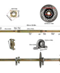 Heavy-Duty 32 Inch Rear Live Axle And Front Steering Assembly Kit For Go Karts Quads And ATVs With 4 Pack Five Inch Wheels