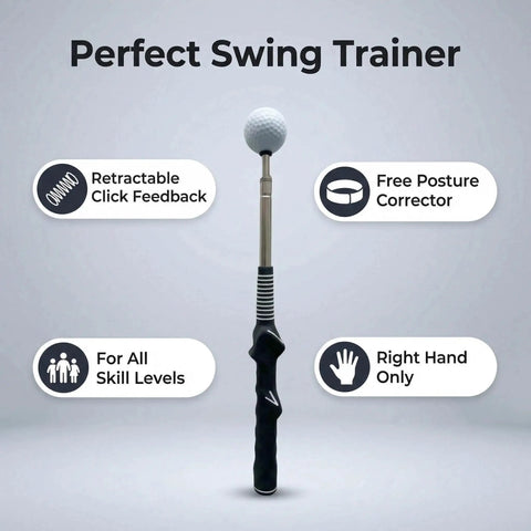 Retractable Golf Swing Trainer With Click Feedback Posture Correction Arm Band And Grip Trainer Portable Indoor Outdoor Swing Aid