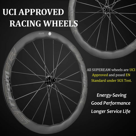 Carbon Disc Brake Wheelset 50mm Deep Tubeless Rim 28mm Wide With Ceramic NBK Bearings And Ratchet System Center Lock