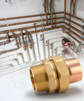 Real Solid 3/4 Inch Brass Pipe Union Fittings Three Pack Copper To Male Thread Sweat Plumbing Connectors handling heavy loads on plumbing.
