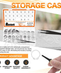 211 Piece External Snap Ring Kit in 304 Stainless Steel with tweezers, showcasing storage case and arrangement in compartments