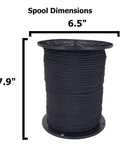 Heavy Duty Black Shock Cord Bungee Rope 500 Feet Spool Three Sixteenth Inch Marine Grade Polyester Jacket UV Resistant