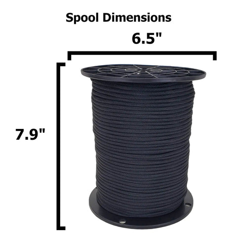Heavy Duty Black Shock Cord Bungee Rope 500 Feet Spool Three Sixteenth Inch Marine Grade Polyester Jacket UV Resistant