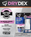 Image of DryDex Spackling Wall Repair Patch Kit with Pink To White Dry Time Indicator 8 oz package and tools for interior and exterior use.