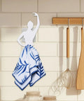 Kickass Sticky Wall Hooks Featuring A Snazzy Ballet Design Deliver Rock Solid Hold For Quick Organization And Snazzy Room Accents Without Damage Or Drilling Required, showcasing a white ballet hook with a blue flower-patterned towel.