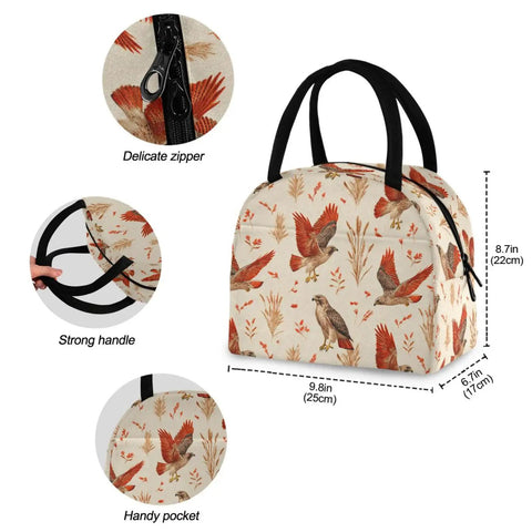 Insulated Lunch Tote Bag With 7 Liter Capacity For Work Travel And Outdoor Eats Keeps Food Fresh All Day in Raptor Falconry Style