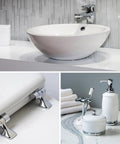 Elongated White Toilet Seat With Built Tough Enamel Construction And Snap Tight Chrome Hinges That Lock Securely for stylish bathroom decor.