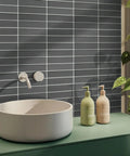 3D Matte Green Peel And Stick Tiles Pack Of Ten Eleven Point Eight Inch Square PVC Backsplash Tiles for Kitchen with sink and plants