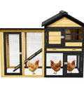 Wooden Chicken Coop With Run Outdoor Hen House Poultry Hutch Removable Tray And Ramp Wire Fence Weatherproof Roof