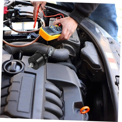 Mechanic testing car engine with Aluminum Brake Fluid Reservoir Drift Oil Tank for cars high performance car brake oil cup.