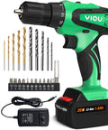 20V Cordless Drill Set With Battery And Charger, 3/8 Inch Keyless Chuck, 2-Speed Variable, with 23-Piece Drill Bit Kit