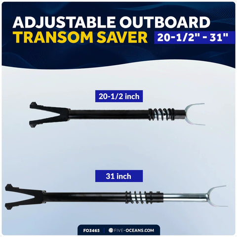 Beefy Outboard Transom Saver With Roller Mount Heavy Duty Motor Support Bracket Adjustable From 20.5 Inches To 31 Inches Shock Absorber Included Fits Most Outboards Up To 200 HP On Boat Trailers