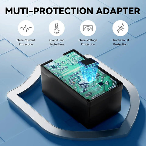 Muti-protection adapter with over-current, heat, voltage, and short-circuit protection for 40 Inch By 14 Inch LED Open Sign With Remote Control.