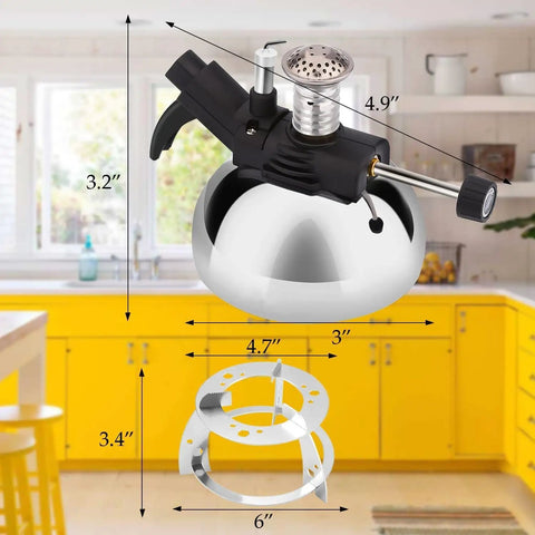 Portable Butane Burner For Siphon Coffee Maker With Adjustable Flame Refillable Camping Stove On Furnace Stand in kitchen
