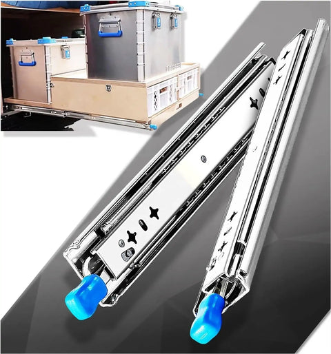 Full Extension Side Mount Drawer Slides For 52 To 60 Inch Drawers, Heavy Duty Rails, Quiet Smooth Glide, Solid Cold Rolled Steel
