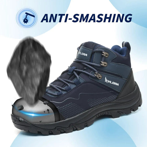 Hardcore Waterproof Steel Toe Work Boots For Men Featuring Wide Fit Heavy Duty Slip Resistant Treads And Ultra Lightweight Composite Safety Design With Killer Arch Support A Streamlined Urban Look And Zero Hassle Daily Grind Protection