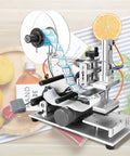 Semi Automatic Flat Surface Labeling Machine Built Tough For Square Bottles And Boxes Precision Applicator with label roll and motor.