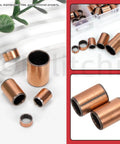50 Pack Sleeve Bearings Set Five Sizes Oil Free Self Lubricating Sintered Bronze Bushings with Storage Box